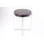 Table de bout ronde en bois pétrifié avec support en acier inoxydable