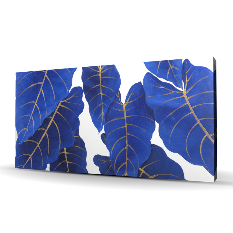 Tropical Abstract Blue Leaves - Classic Botanical Canvas Art