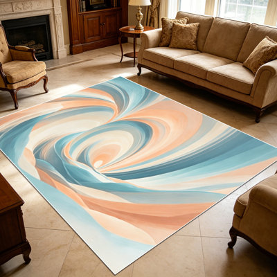 1PC Abstract Swirl Pastel Art area rugs for Living Room, Soft and Comfortable, Suitable for all seasons, easy-to-maintain, machine washable Indoor floor mat, Under Table Farmhouse suitable for bedroom, kitchen, dining room, foyer, patio, porch,