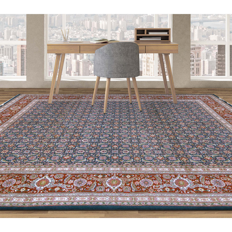 Tapis vert et rouge noué à la main de haute qualité