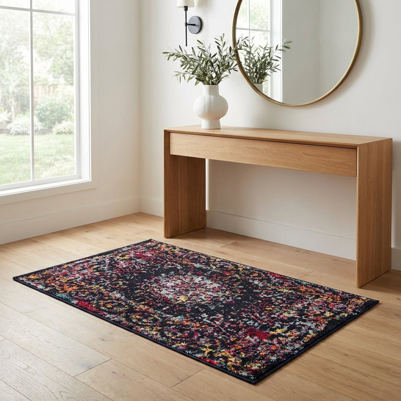 Tapis Sarah Daijanay, Rouge / Bleu, Rectangle 2 pi x 3 pi 1 po