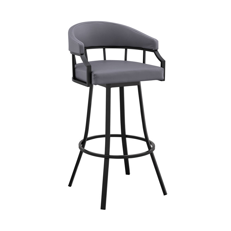 Tabouret de bar pivotant 26 po gris ardoise et métal noir, Siège gris / cadre noir