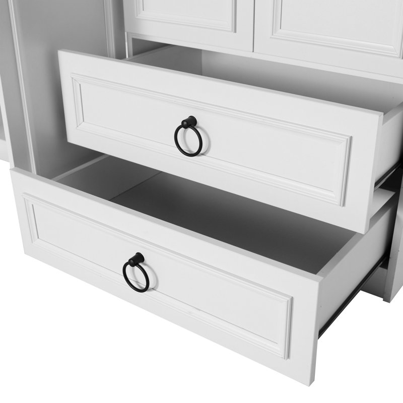 Nebras 4 Door Solid + Manufactured Wood Wardrobe