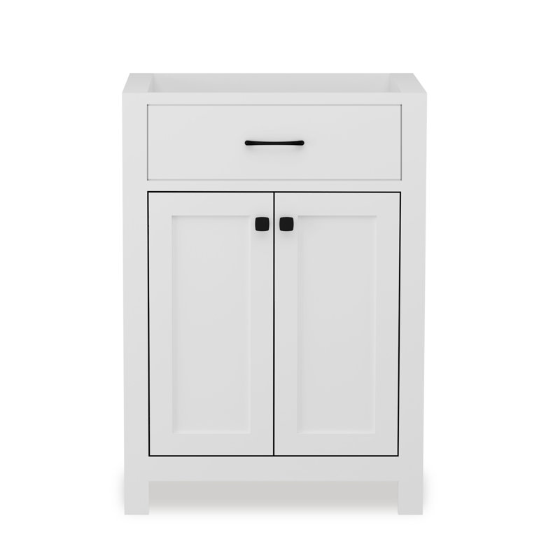 Base de meuble-lavabo simple autoportant 24 po seulement, lavabo non inclus, Noir, Blanc