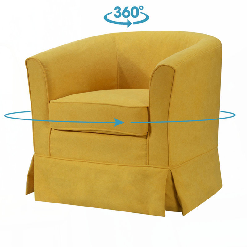 Fauteuil demi-tonneau pivotant en tissu tissé jaune 28 po Tucker, Jaune