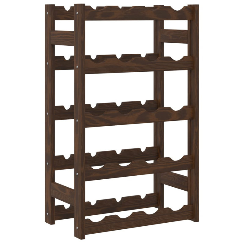 Najmul 20 Bottle Solid Wood Floor Wine Bottle Rack in, Brown