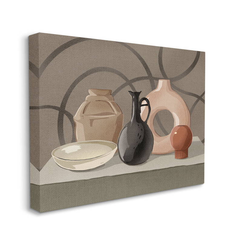 Élégant vase de poterie nature morte à spirale par Ziwei Li - Peinture, Plaque murale, L 20 po x H 20 po
