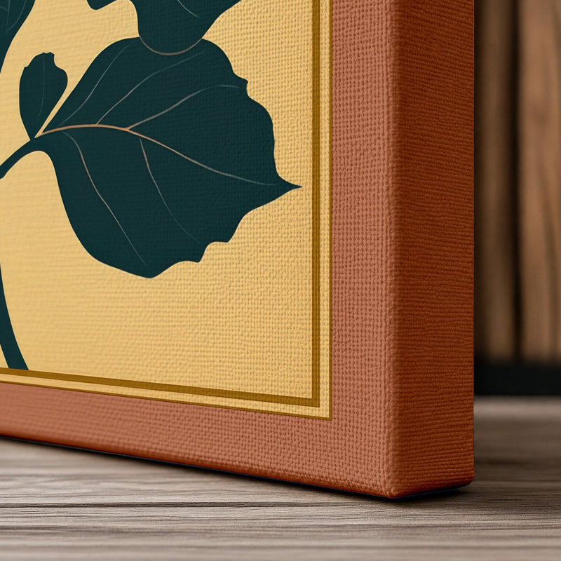 Gilded Bloom Botanical - Wrapped Canvas, 24x16 - 61.0 x 40.6 cm, Terracotta Border