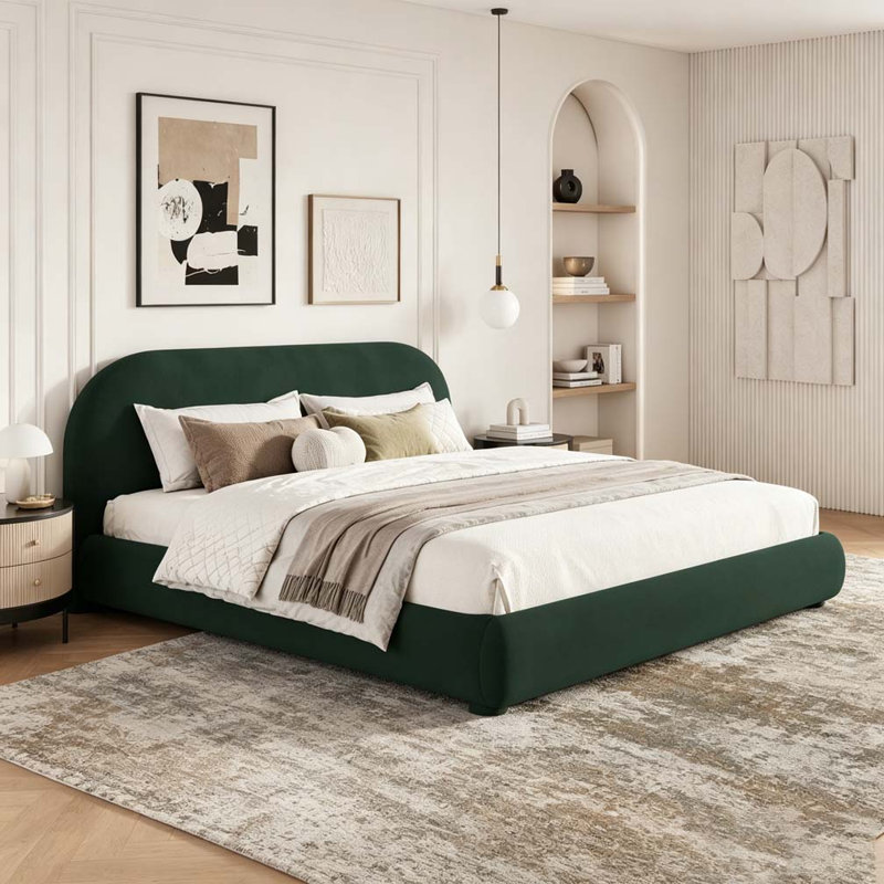 Lit moelleux en velours, Dark Green, King