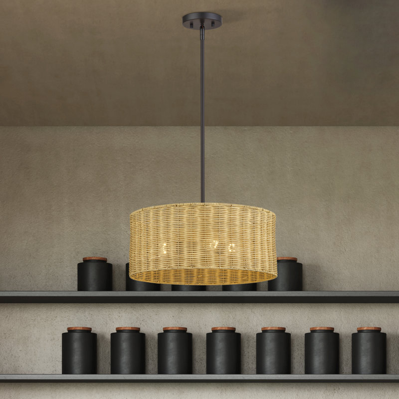 Lustre suspendu en bronze 3 lumières Weavington, Bronze