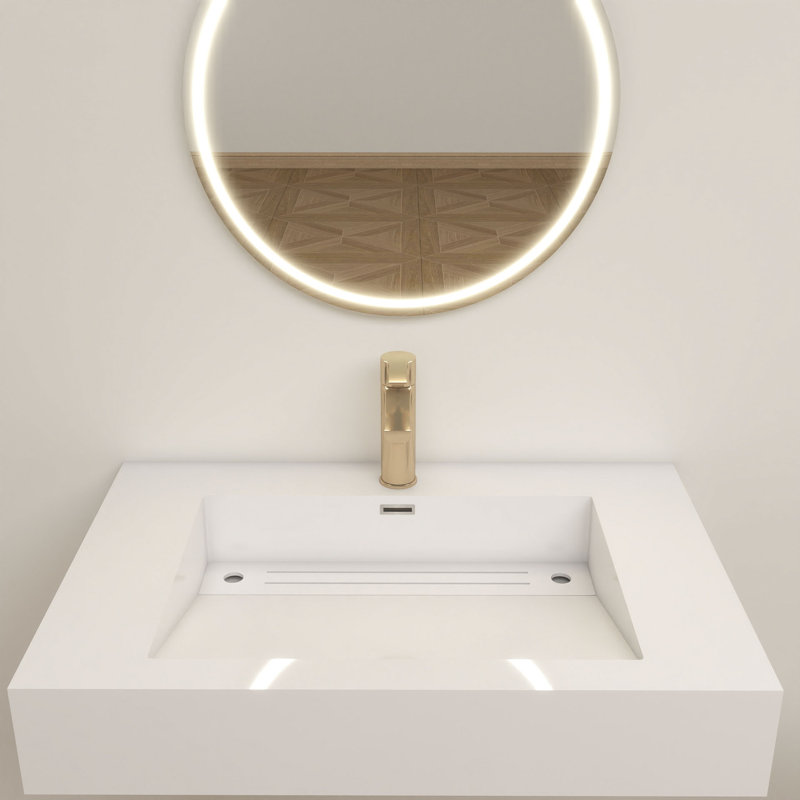 Meuble-lavabo mural simple 30 po, Chêne