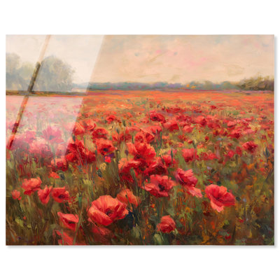 Art mural «Sea of Red Poppies II» par Art Remedy, prêt à être accroché