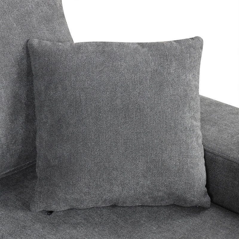 109" U-Shaped Sectional Sofa Pull-Out Sofa Bed With Two USB Ports, Gray Chenille