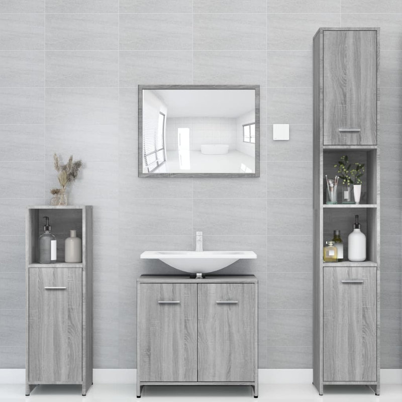 Croxley Freestanding Bathroom Cabinet, Grey Sonoma