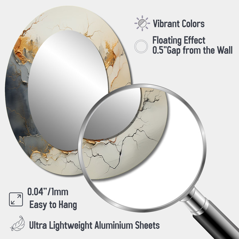 Miroir mural Minimalisme River Mountain Wonders - Beige, 40 po x 30 po