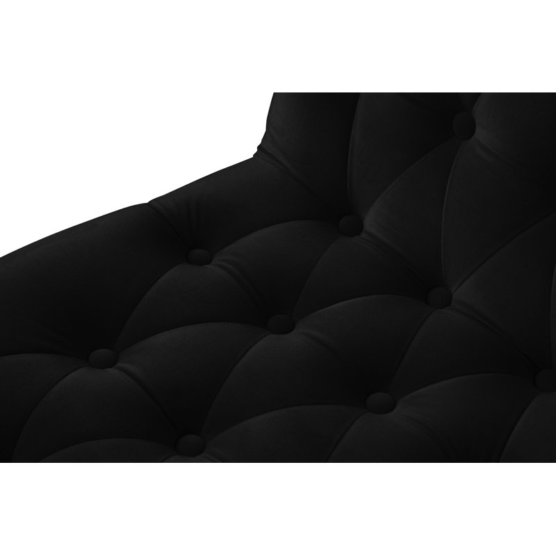 Chaise d'appoint rembourrée en velours capitonné Desroches, Velours noir