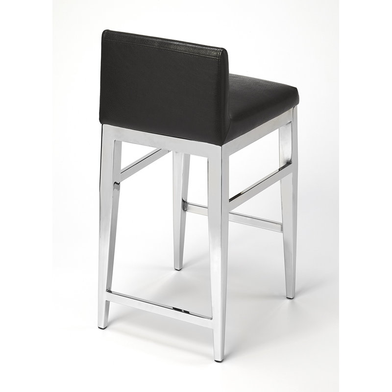 Kelsey Stainless Steel Faux Leather 25"Counter Stool