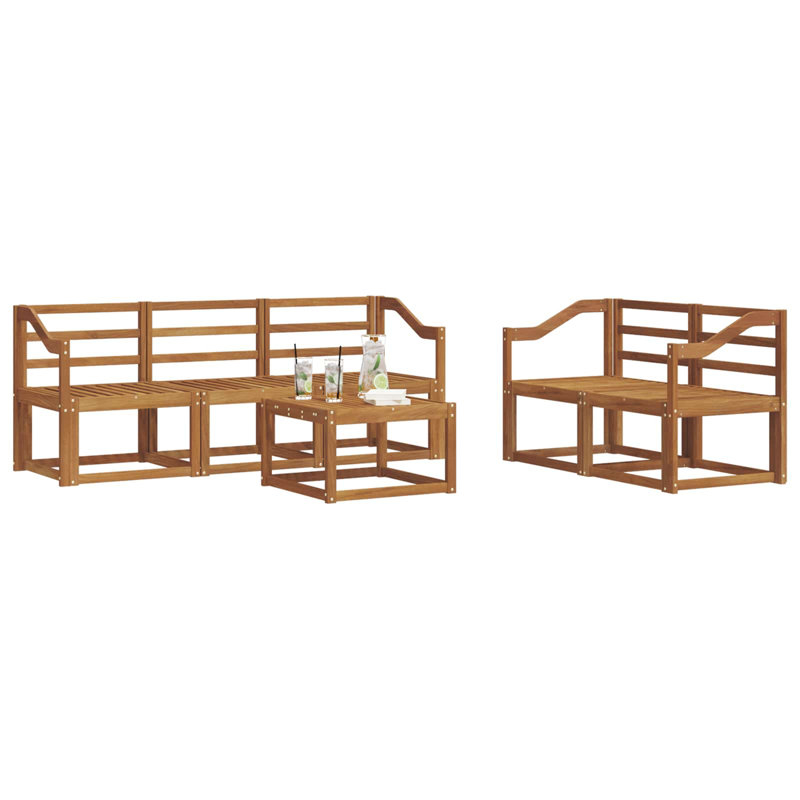  Outdoor Sofa Set Solid Acacia Wood Sectional Garden Furniture Modern
