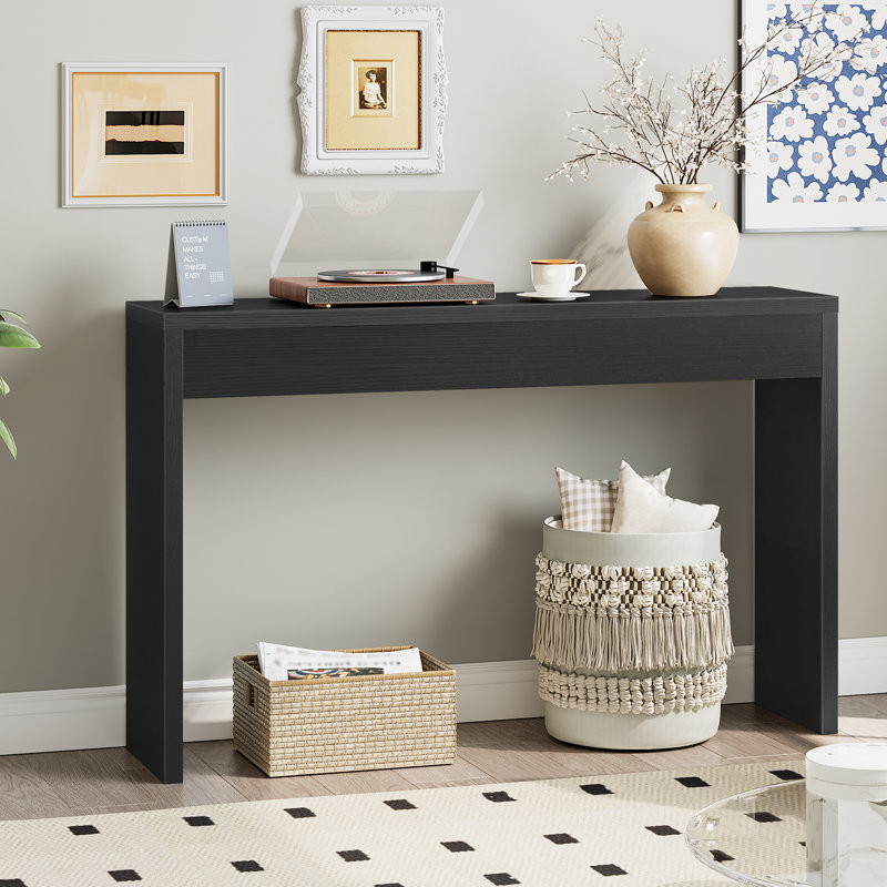 Nooriyah 47.2" Narrow Console Table  Hallway Foyer Table, Black
