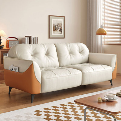 Modern technology fabric white and orange color-matched sofa for Living Room