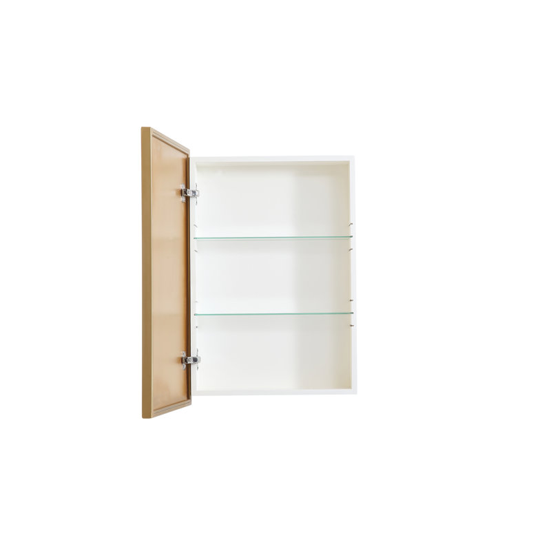 Clapp 28'' H Surface Mount Framed Medicine Cabinet with 2 Adjustable Shelves, Brass, 28" H x 20" W x 5" D