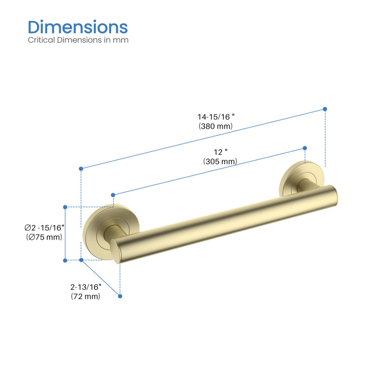 14.94'' Bath Safety Grab Bar, Gold