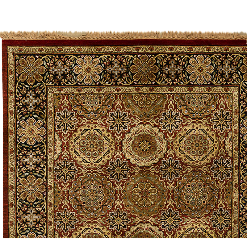 High-Quality Hand-Knotted Red And Black Area Rug