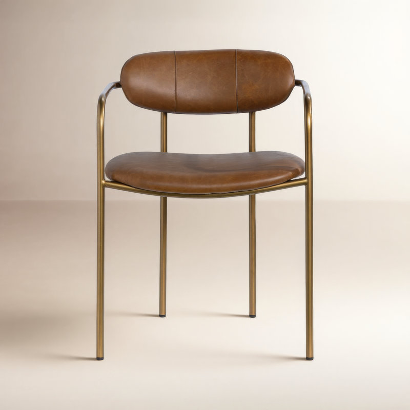 Chaise avec accoudoirs à dossier échelle Biélorussie, Doré, Marron clair