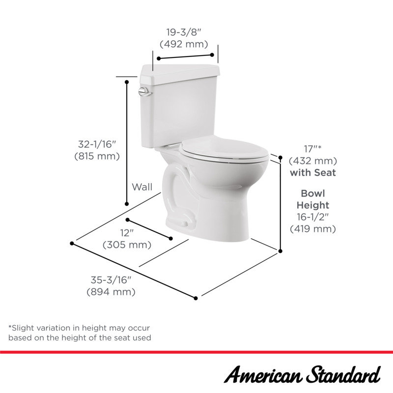 American Standard Cadet Pro Two-Piece Toilet with Slow-Close Seat & Wax Ring, LH Flush, White