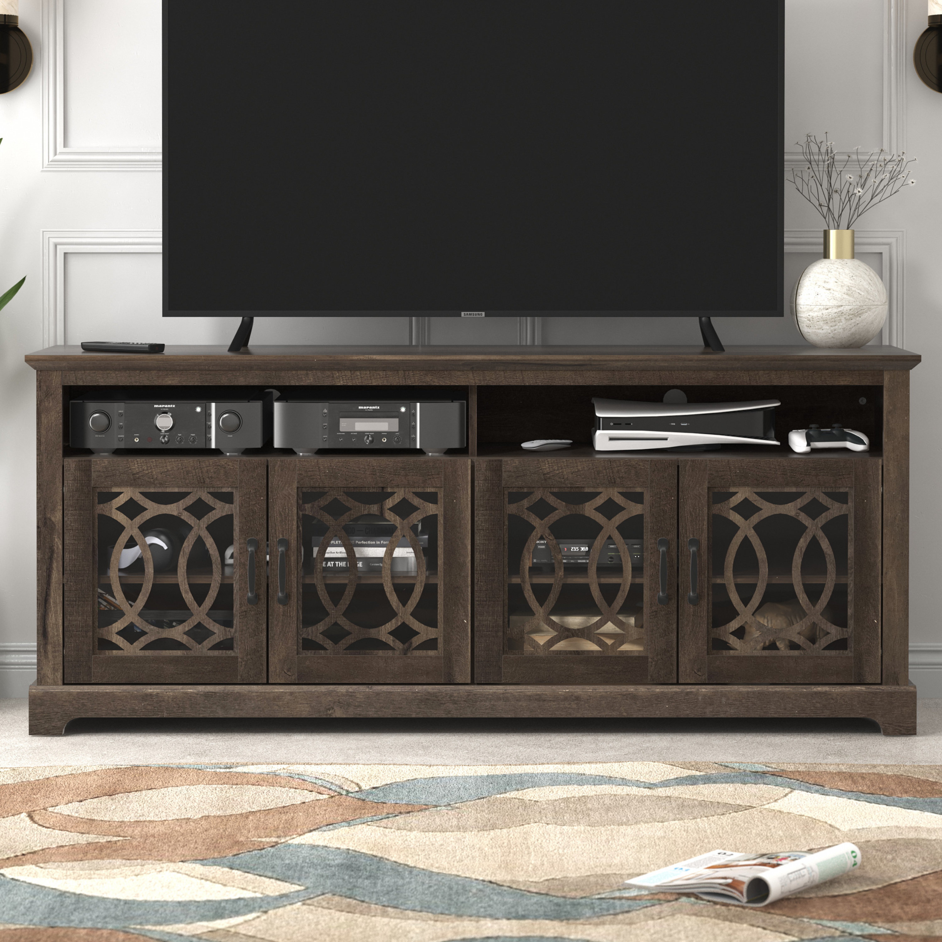 Room essentials trestle tv stand sales assembly instructions