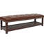 Banc de 60 po avec repose-pieds en cuir, chambre à coucher et salon, brun foncé avec pattes, rangement pour chaussures long, revêtement