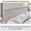 Queen Size Bed with 3D Geometric Headboard & Storage Bench - 4-Drawer Storage, Modern Bedroom Furniture,Oak-1288286618-1288286619