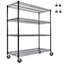 Étagères de rangement robustes en métal avec roulettes l 55,5 po x P 24 po x H 80 po, 4 niveaux réglables, capacité de 2400 lb, étagère de garage, rangement industriel roulant