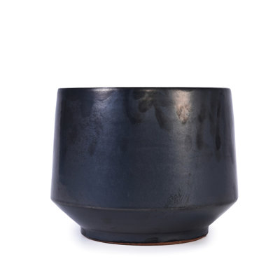 3 Antique Gray Glossy Finish Ceramic Planters, All-Weather Use For Various Locations, Reinforced Structure, Drainage Plant Growth, 10.65" High Flowerpot Collection Of 3, Modern Design Any Space,