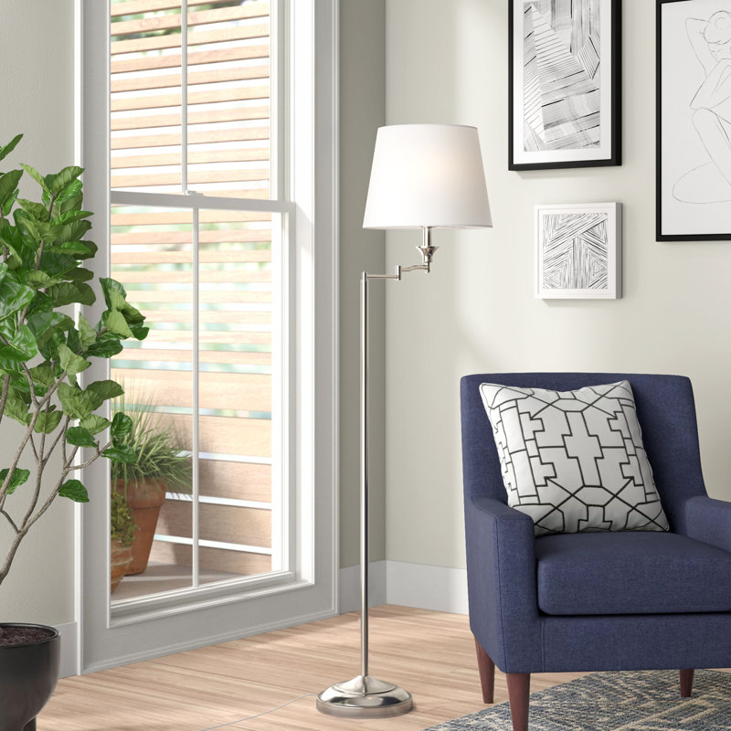 Letitia 148cm Swing Arm Floor Lamp, Navy Blue, Yes