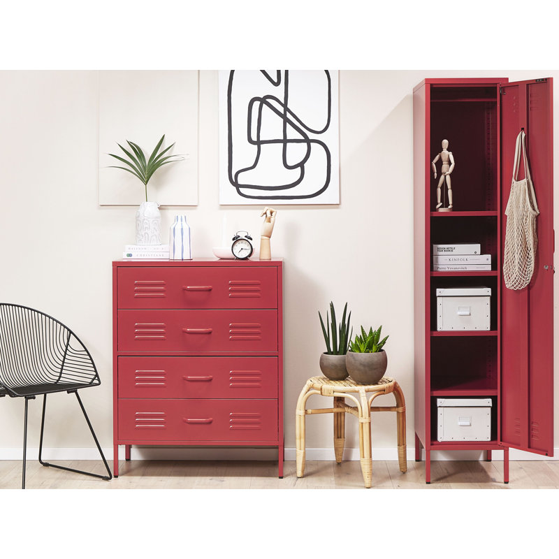 Moodus 80 cm W Chest of 4 Drawers, Red