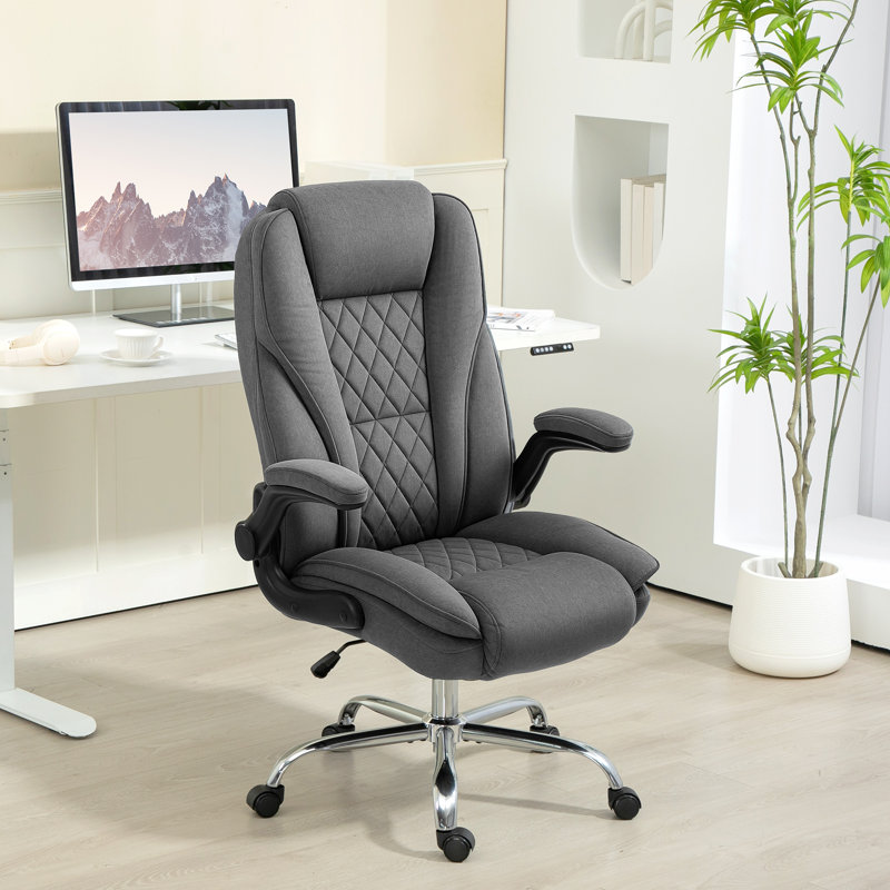 Chaise de bureau, chaise de bureau d'ordinateur avec accoudoirs rabattables, gris foncé, Gris anthracite