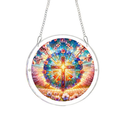 Crosses In Sunrise Acrylic Puzzle Suncatcher Decorative Hanging Ornament For Home Window