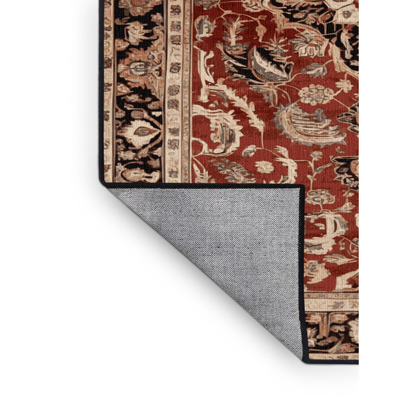 Machine Washable Persian Brown Area Rug, Rectangle 3' x 5'