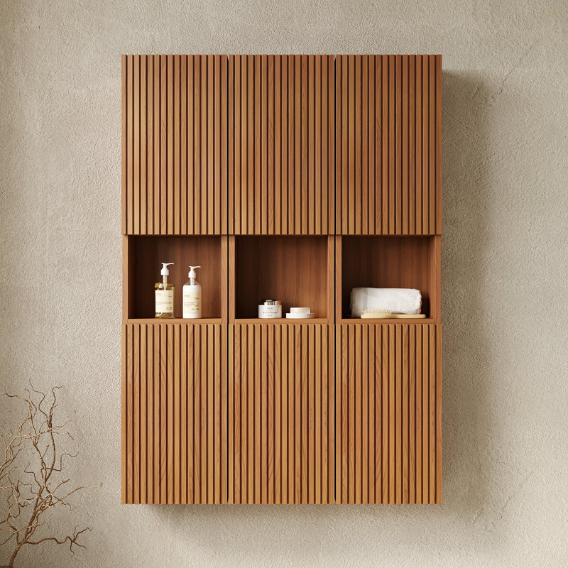 41" Bathroom Wall Mounted Cabinet, Composed Of 6 Cabinets With Doors, Can Be Used In Combination Or Individually, Suitable For Bathroom, Living Room, And Laundry