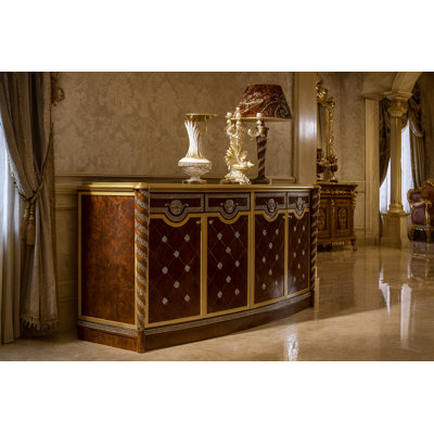 Luxurious Handcrafted Italian-style Buffet With Gold Accents