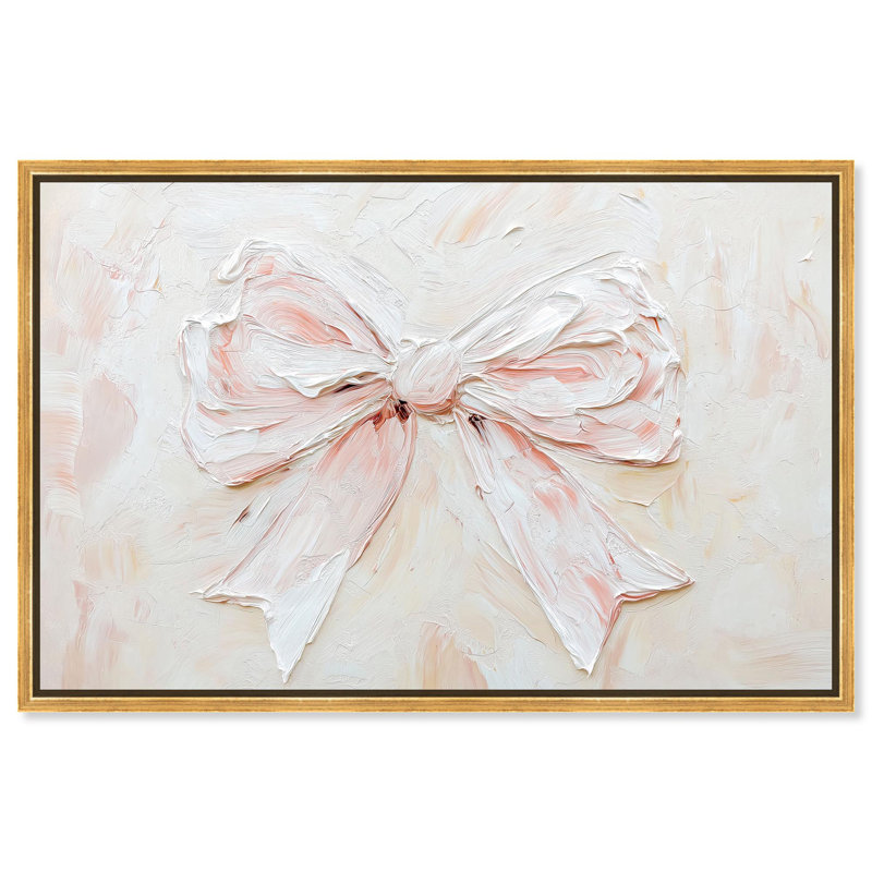 Relief Ribbons Canvas Fashion Wall Art, H 25 po x l 37 po, Cadre flottant doré