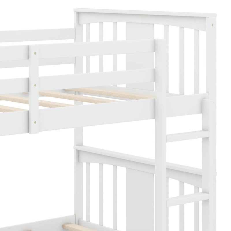 Bunk Bed Featuring A Sturdy Ladder Design, Twin Over Twin, White