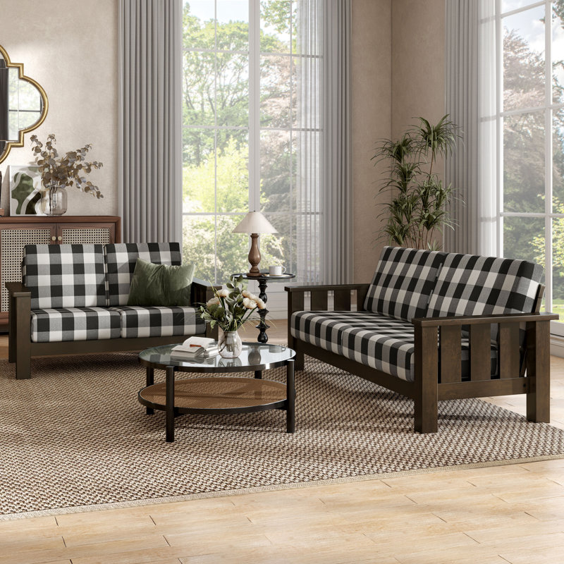 Lynnette Living Room Set, Dark Brown, 2 Pcs: Loveseat, Sofa