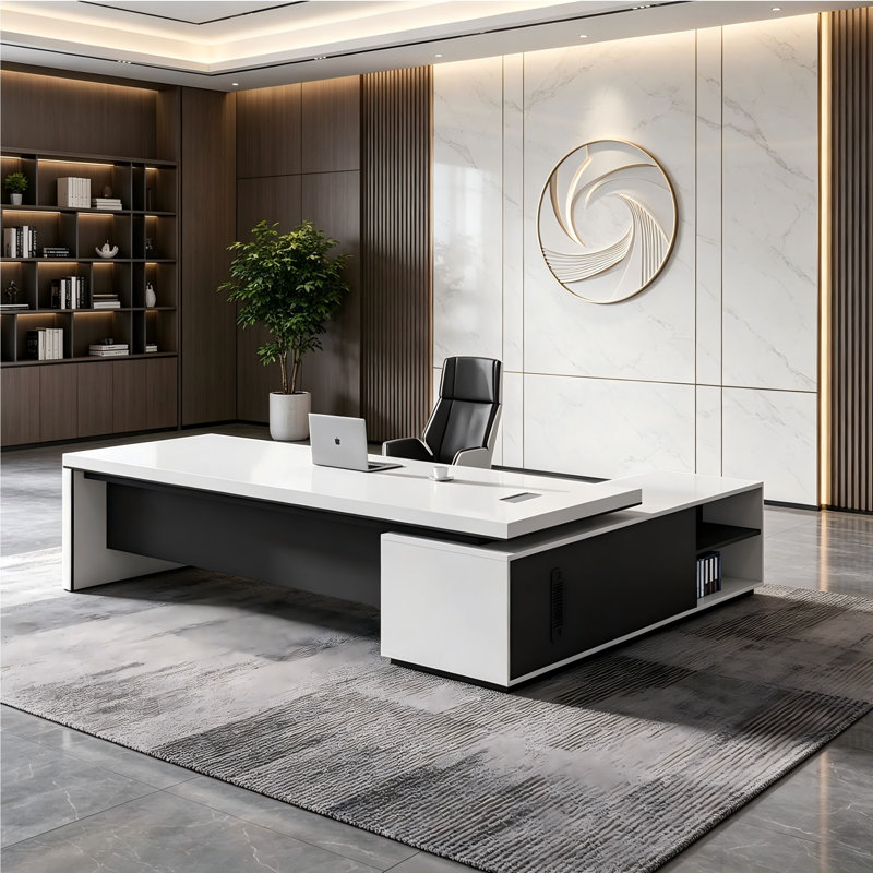 Bureau de direction contemporain blanc