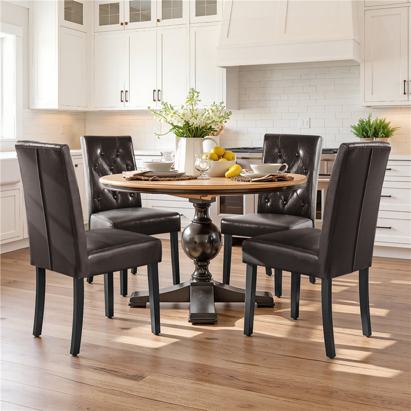 Clintock Tufted Upholstered Dining Chair, Brown