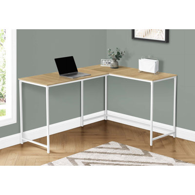 Computer Desk, Home Office, Corner, 58"l, L Shape, Work, Laptop, Grey Laminate, Black Metal, Contemporary, Modern
