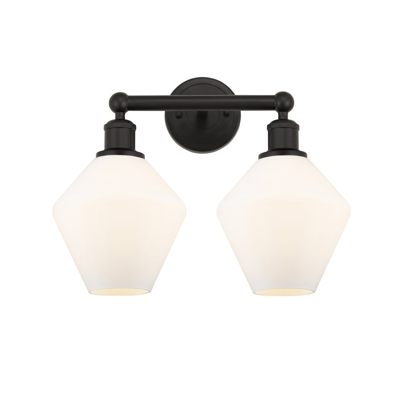 Éclairage pour meuble-lavabo à intensité variable 2 lumières Amylea, Bronze frotté à l'huile, Boîtier blanc mat