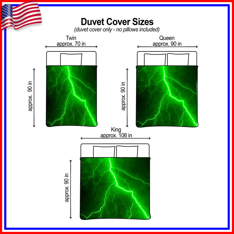Housses de couette Green Lightning Bolt, Queen