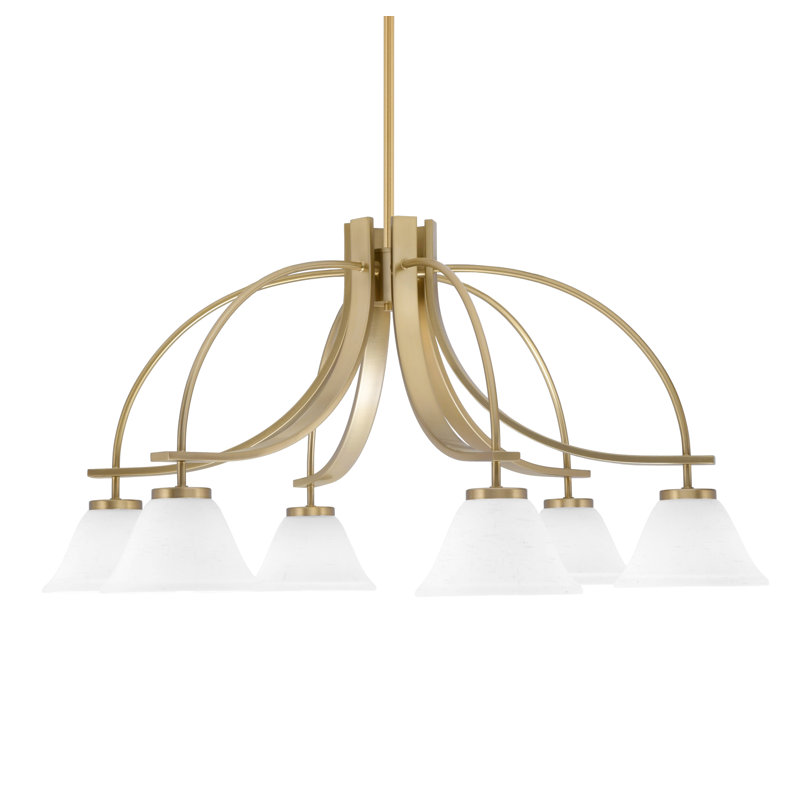 Lustre avec lumière Cavella, Laiton New Age, H 15,75 po x l 30,25 po x P 30,25 po, 6